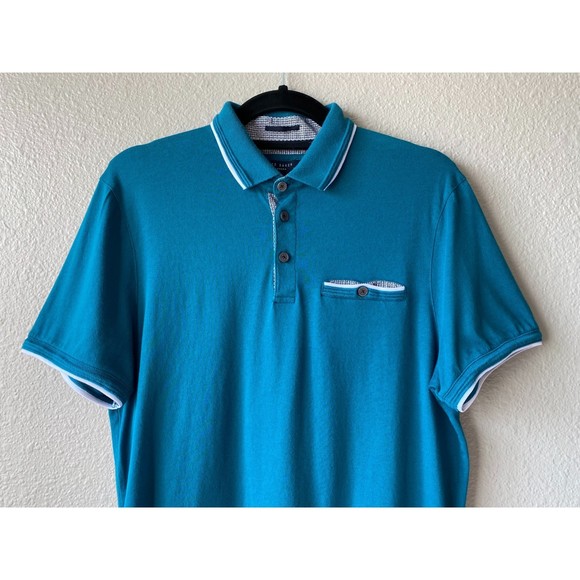 Ted Baker Derry Modern Slim Fit Polo Teal - Picture 4 of 10